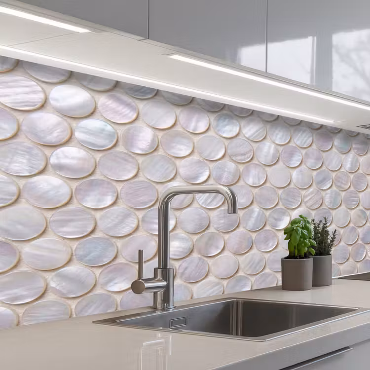 Kitchen splashback - Pattern - Circles - Abstract - Modern - White — 2