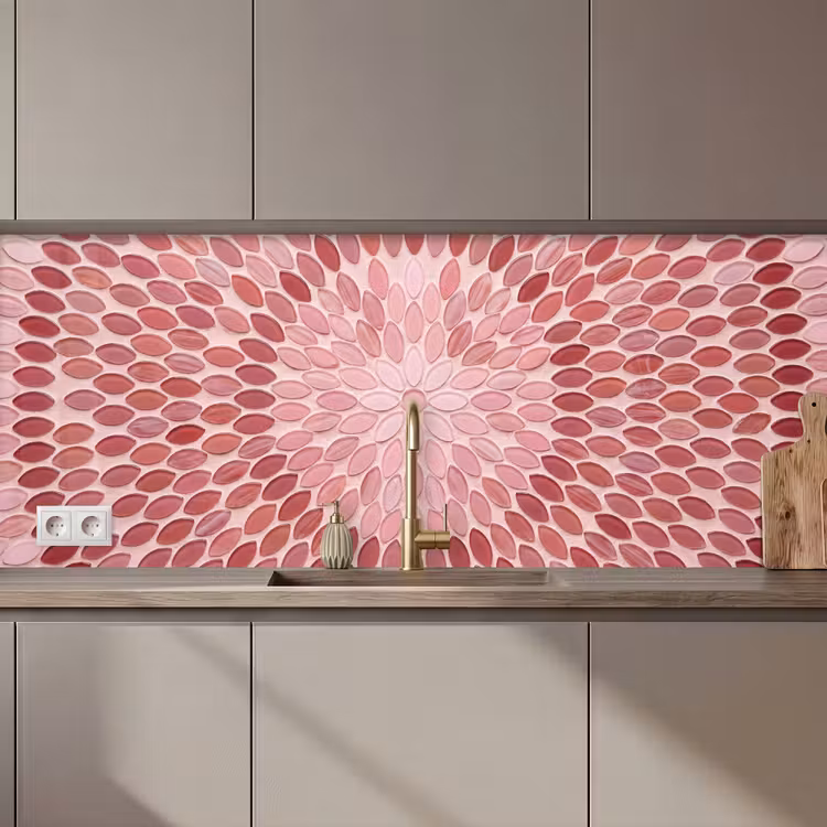 Kitchen splashback - Pattern - Mosaic - Oval - Abstract - Pink — 1