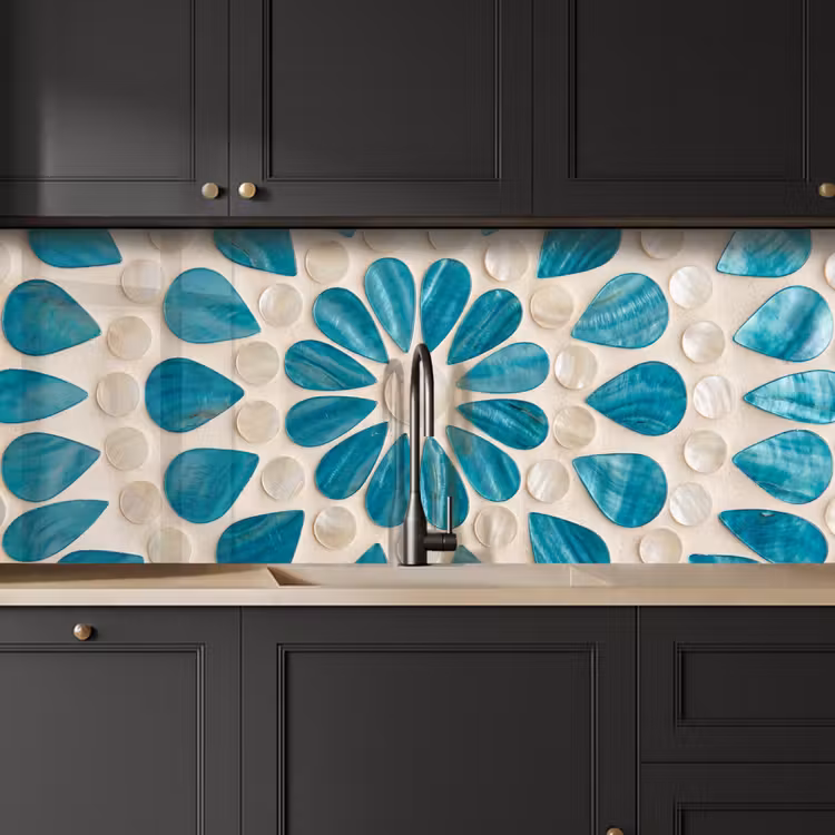 Kitchen splashback - Pattern - Mosaic - Shells - Abstract - Turquoise — 6