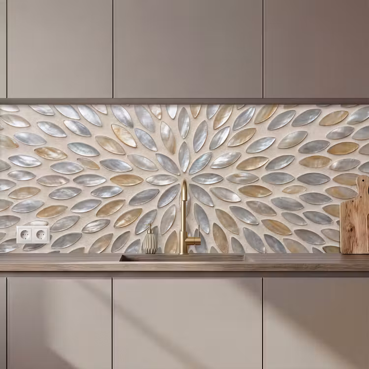Kitchen splashback - Pattern - Oval - Shiny - Abstract - Beige — 1