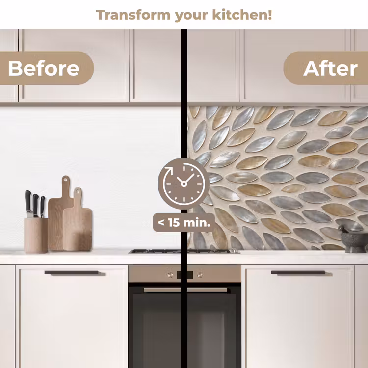 Kitchen splashback - Pattern - Oval - Shiny - Abstract - Beige — 3