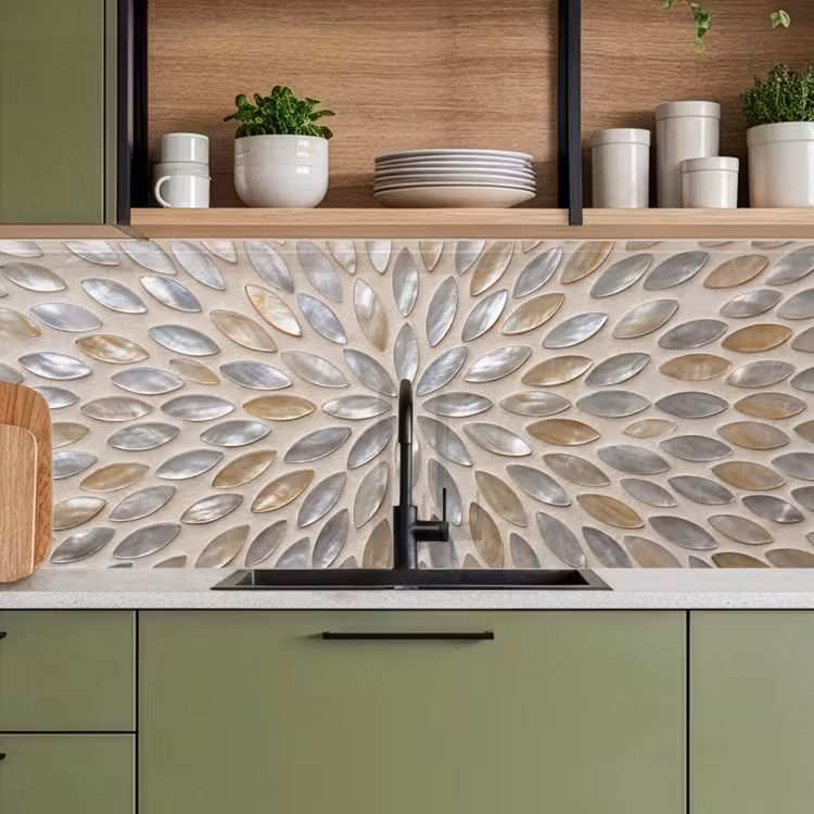 Kitchen splashback - Pattern - Oval - Shiny - Abstract - Beige — 8