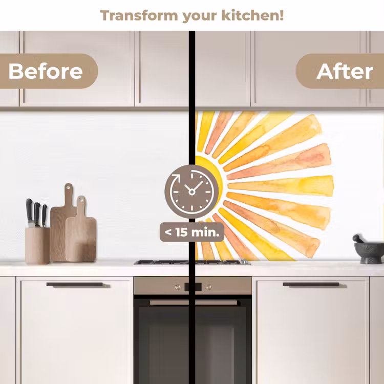 Kitchen splashback - Sun - Rays - Watercolor - Yellow - Abstract — 3