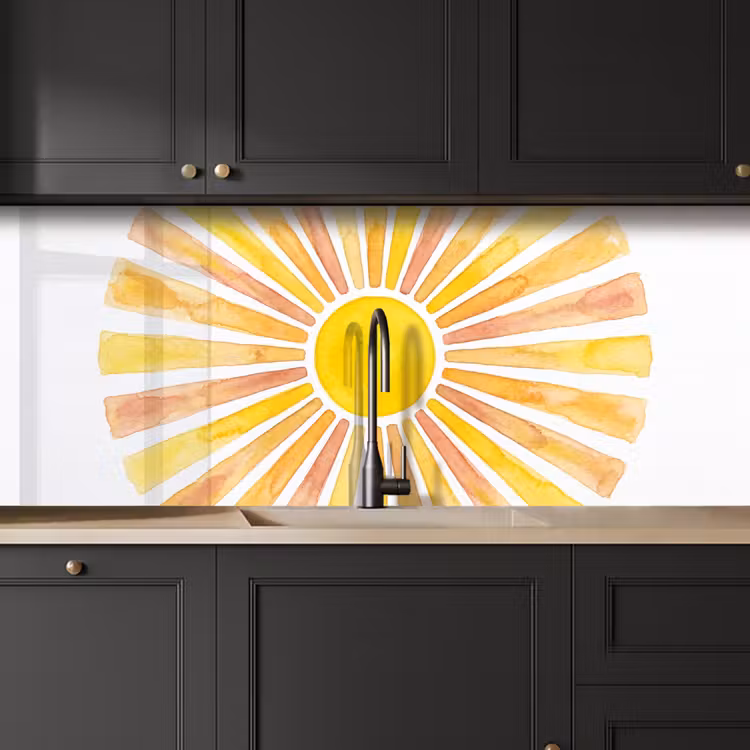 Kitchen splashback - Sun - Rays - Watercolor - Yellow - Abstract — 6