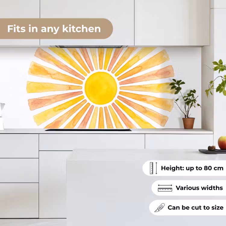 Kitchen splashback - Sun - Rays - Watercolor - Yellow - Abstract — 7