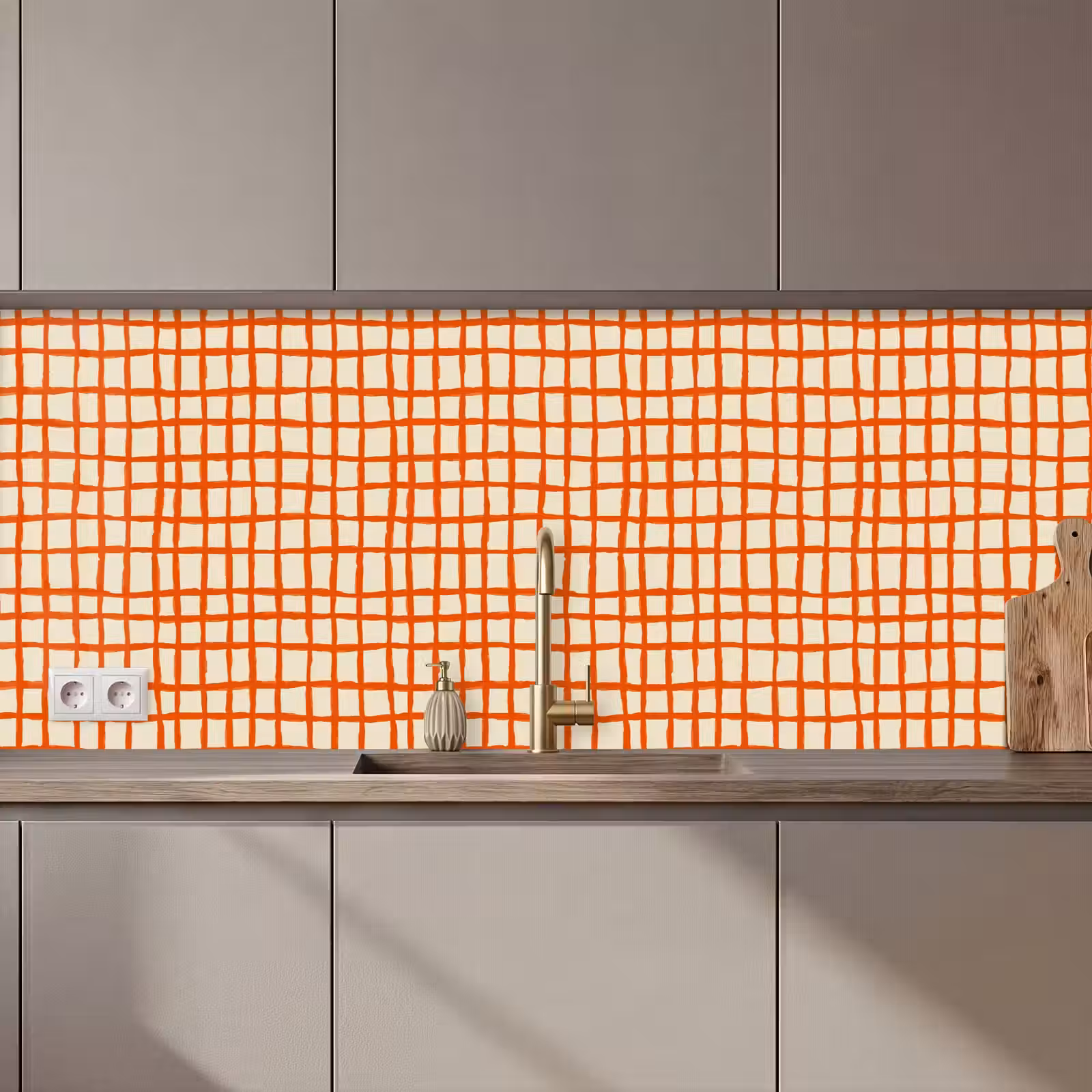Kitchen splashback - Pattern - Lines - Orange — 1