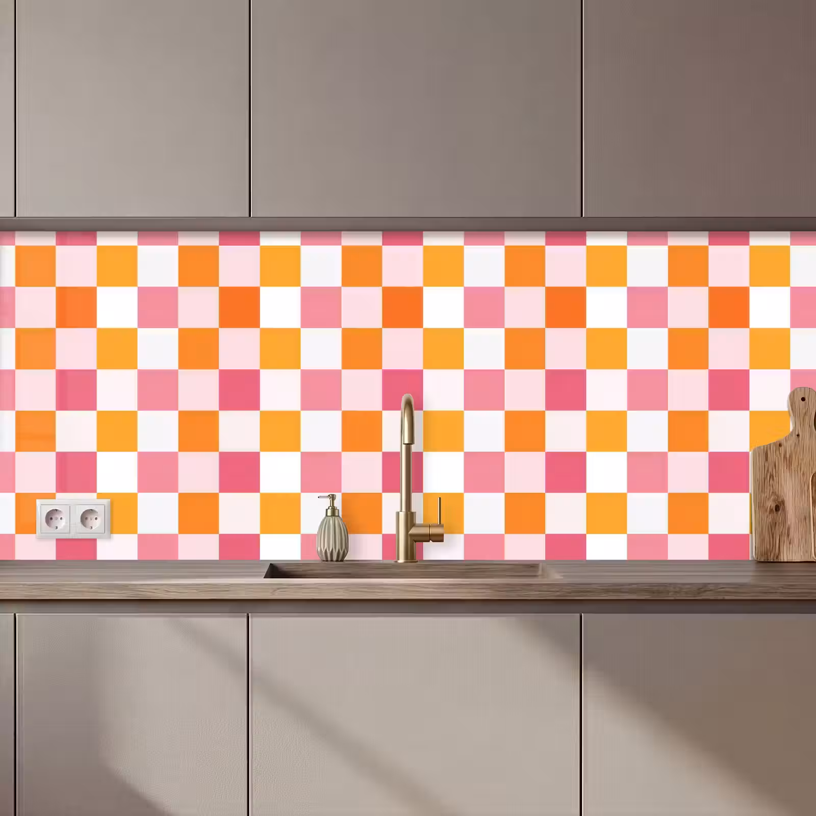 Kitchen splashback - Pattern - Square - Pink — 1