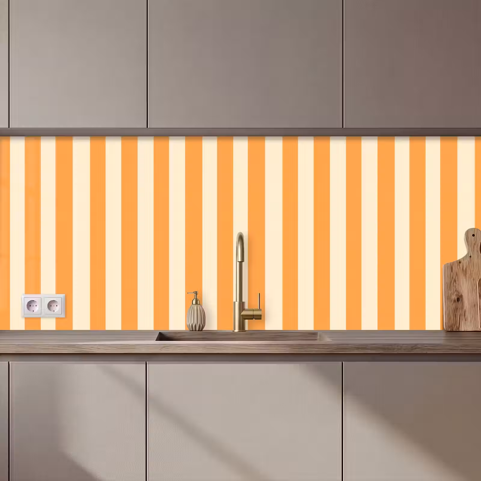 Kitchen splashback - Stripes - Pattern - Orange — 1
