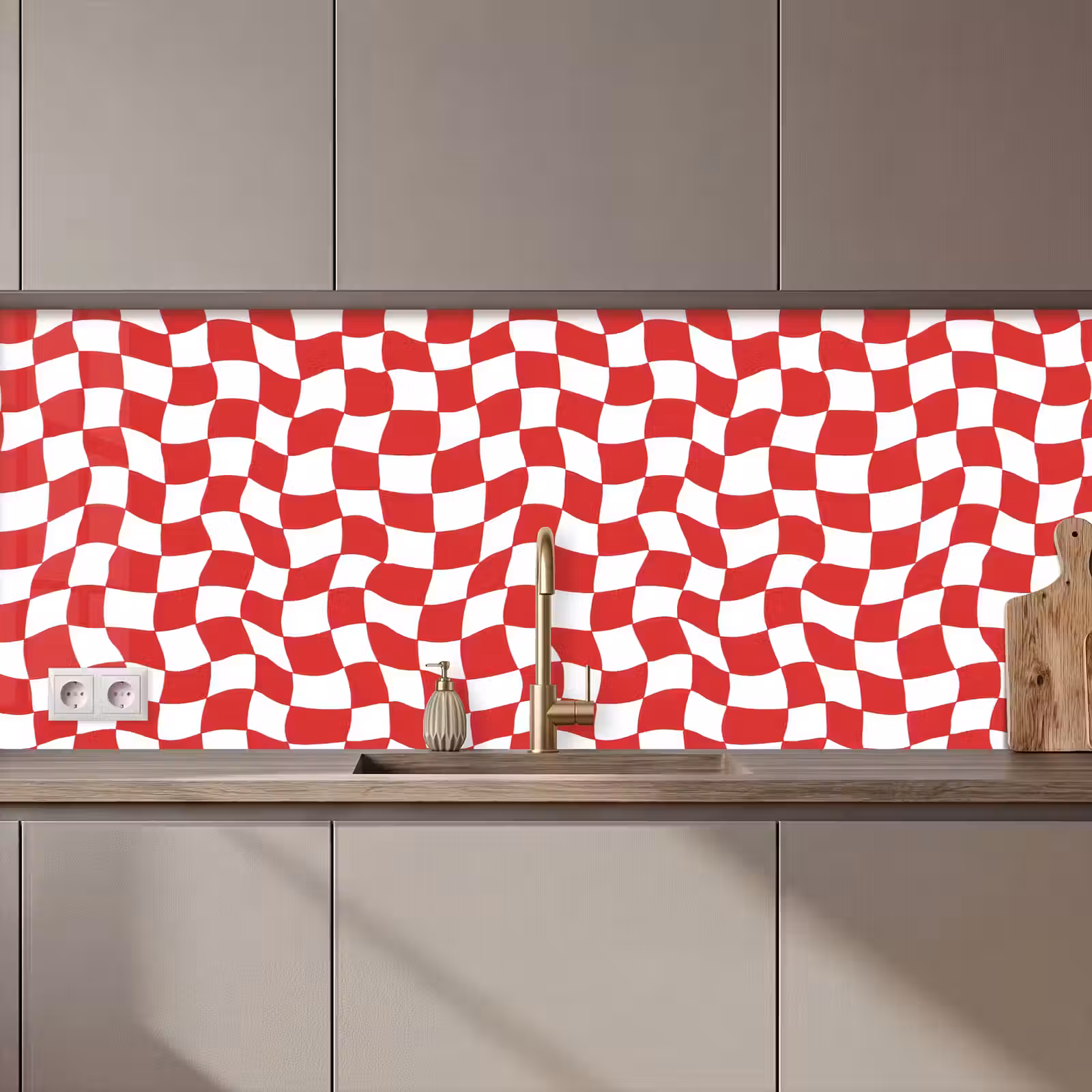 Kitchen splashback - Wavy - Pattern - Red — 1