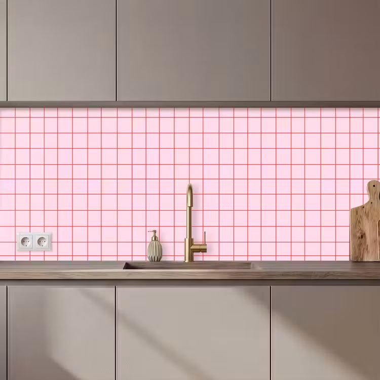 Kitchen splashback - Grid - Pattern - Pink — 1