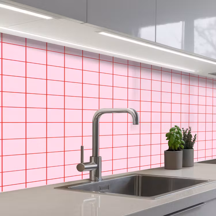 Kitchen splashback - Grid - Pattern - Pink — 2