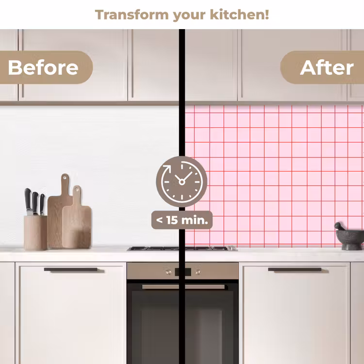 Kitchen splashback - Grid - Pattern - Pink — 3