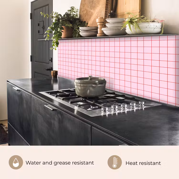 Kitchen splashback - Grid - Pattern - Pink — 5