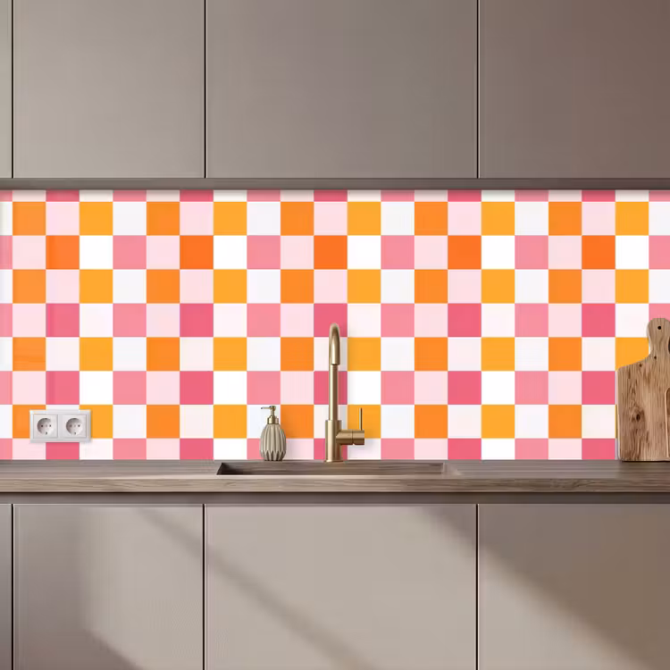 Kitchen splashback - Pattern - Square - Pink — 1