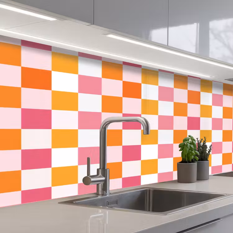 Kitchen splashback - Pattern - Square - Pink — 2