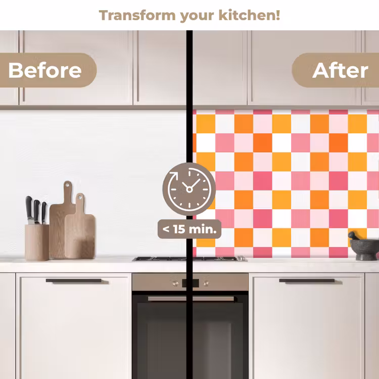 Kitchen splashback - Pattern - Square - Pink — 3