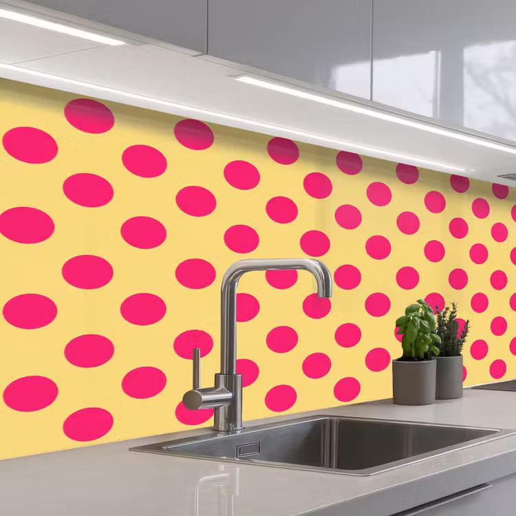 Kitchen splashback - Pink - Dots - Yellow — 2