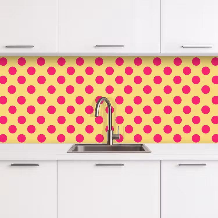 Kitchen splashback - Pink - Dots - Yellow — 4