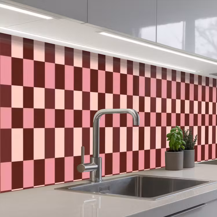 Kitchen splashback - Pink - Red - Cubes — 2