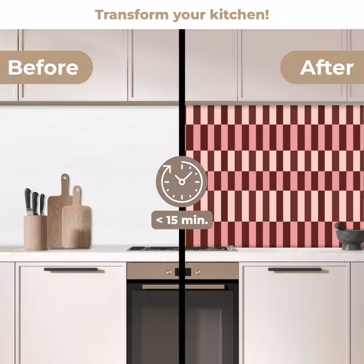 Kitchen splashback - Pink - Red - Cubes — 3