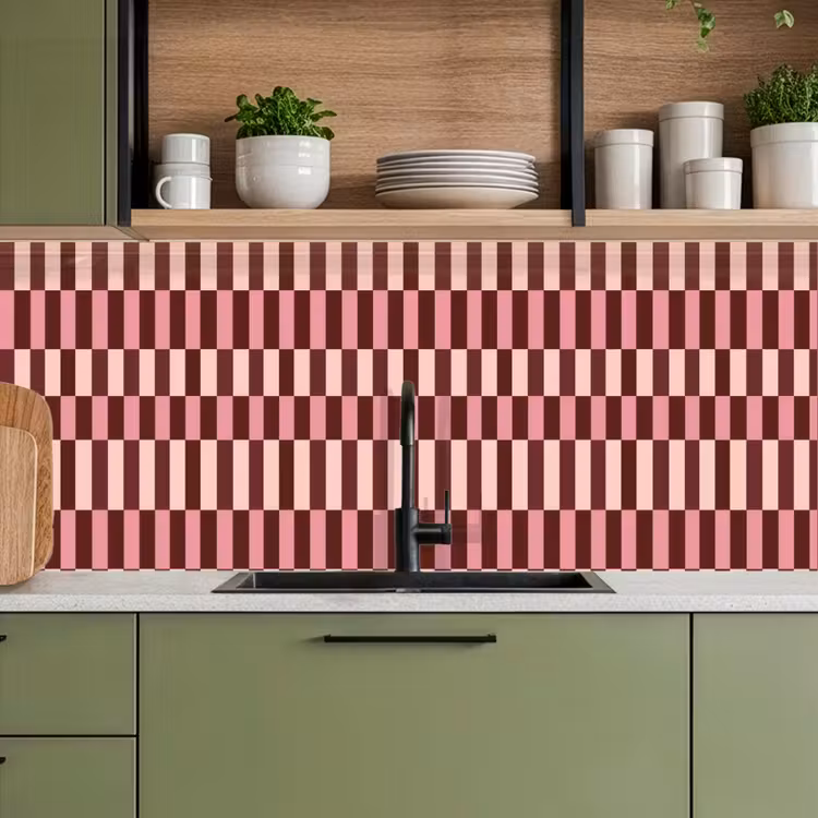 Kitchen splashback - Pink - Red - Cubes — 8