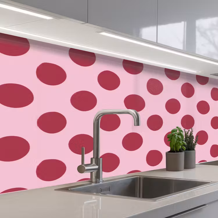 Kitchen splashback - Polka dots - Pattern - Bordeaux — 2