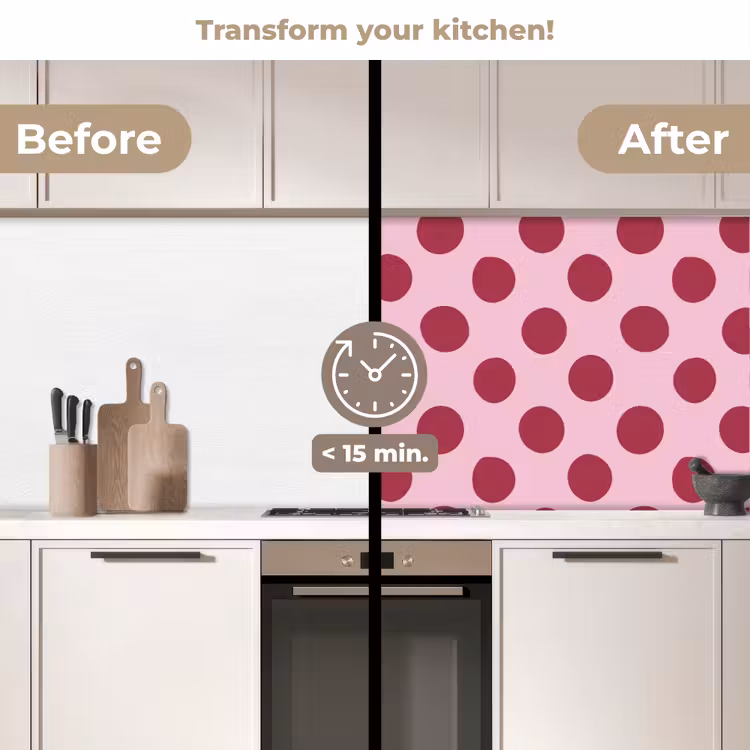 Kitchen splashback - Polka dots - Pattern - Bordeaux — 3