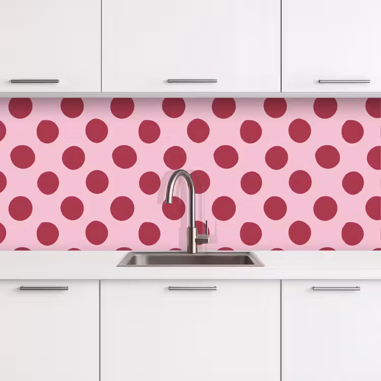 Kitchen splashback - Polka dots - Pattern - Bordeaux — 4