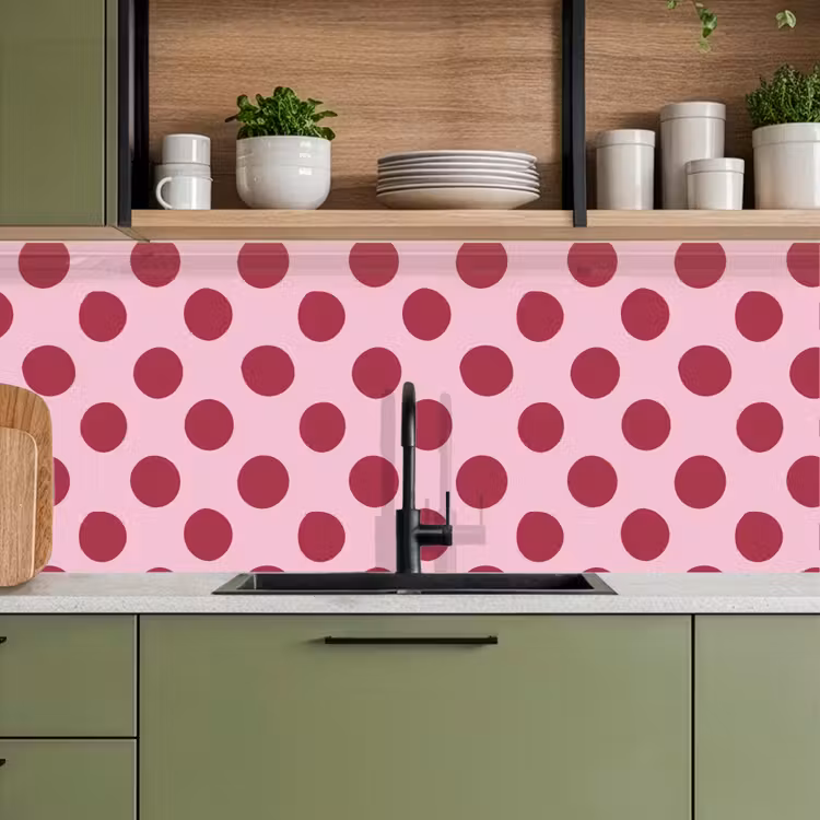 Kitchen splashback - Polka dots - Pattern - Bordeaux — 8