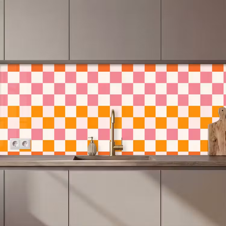 Kitchen splashback - Square - Pattern - Orange — 1