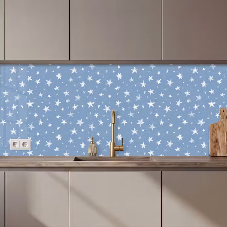 Kitchen splashback - Stars - Pattern - Blue — 1