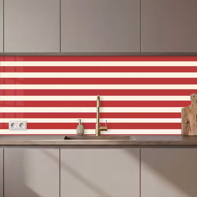 Kitchen splashback - Stripes - Pattern - Red — 1