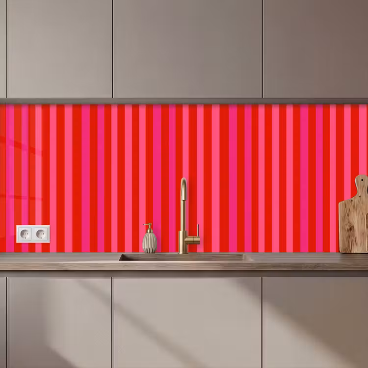 Kitchen splashback - Vertical - Stripes - Pink — 1