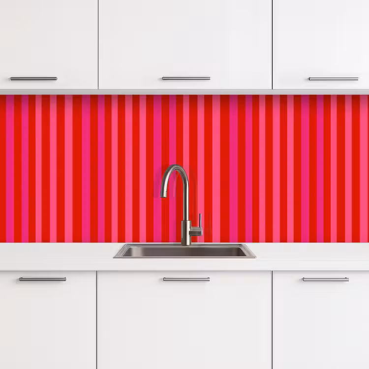 Kitchen splashback - Vertical - Stripes - Pink — 4