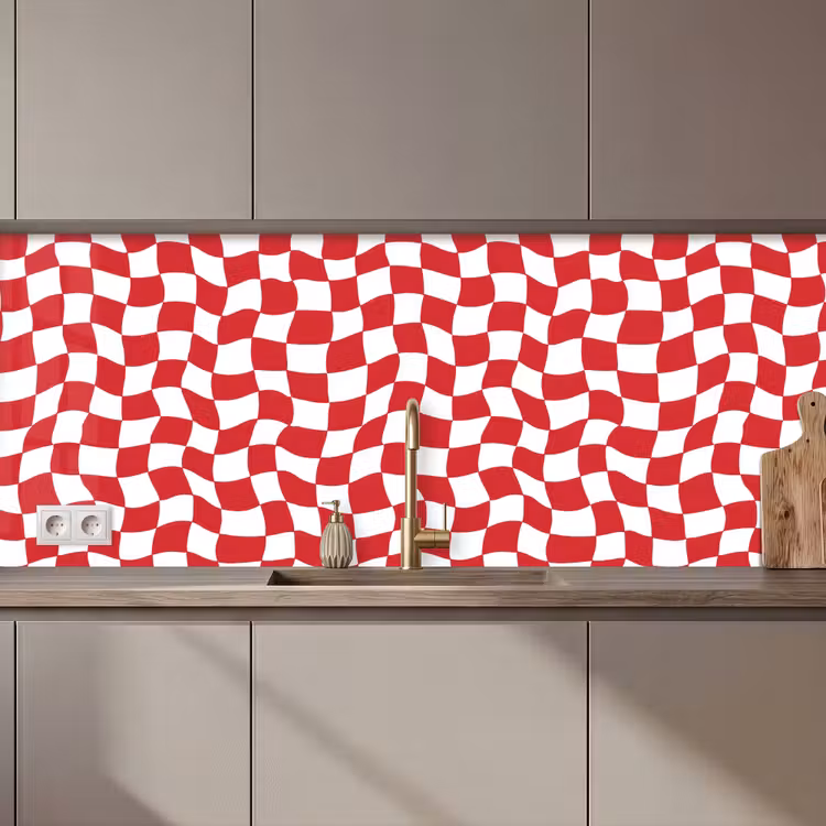 Kitchen splashback - Wavy - Pattern - Red — 1