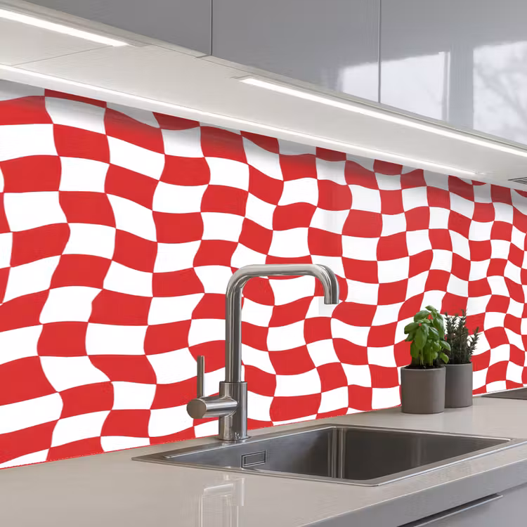 Kitchen splashback - Wavy - Pattern - Red — 2