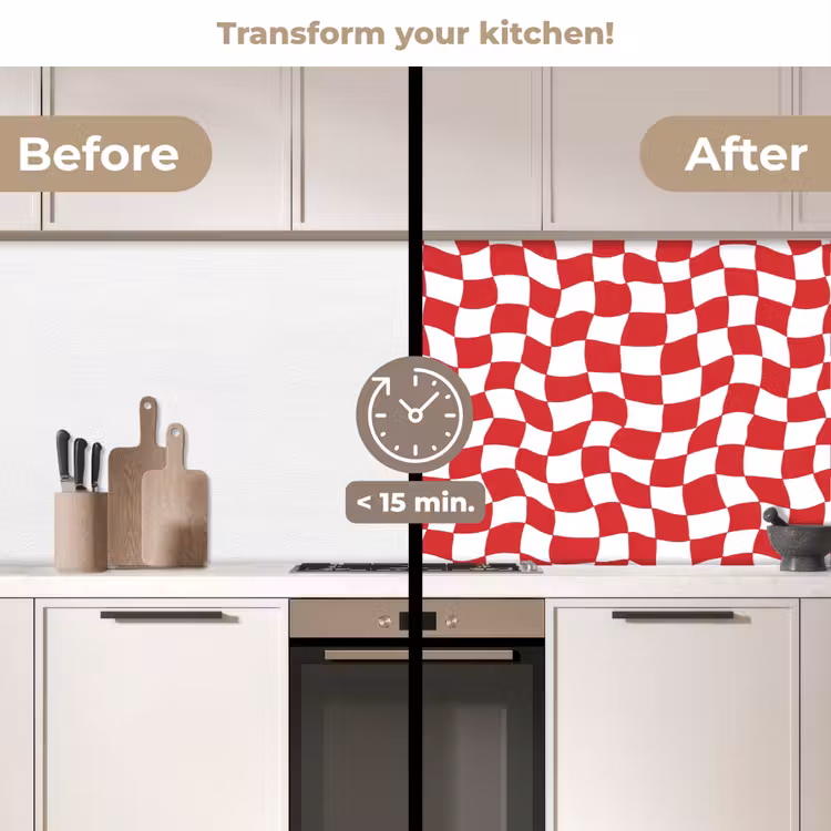 Kitchen splashback - Wavy - Pattern - Red — 3