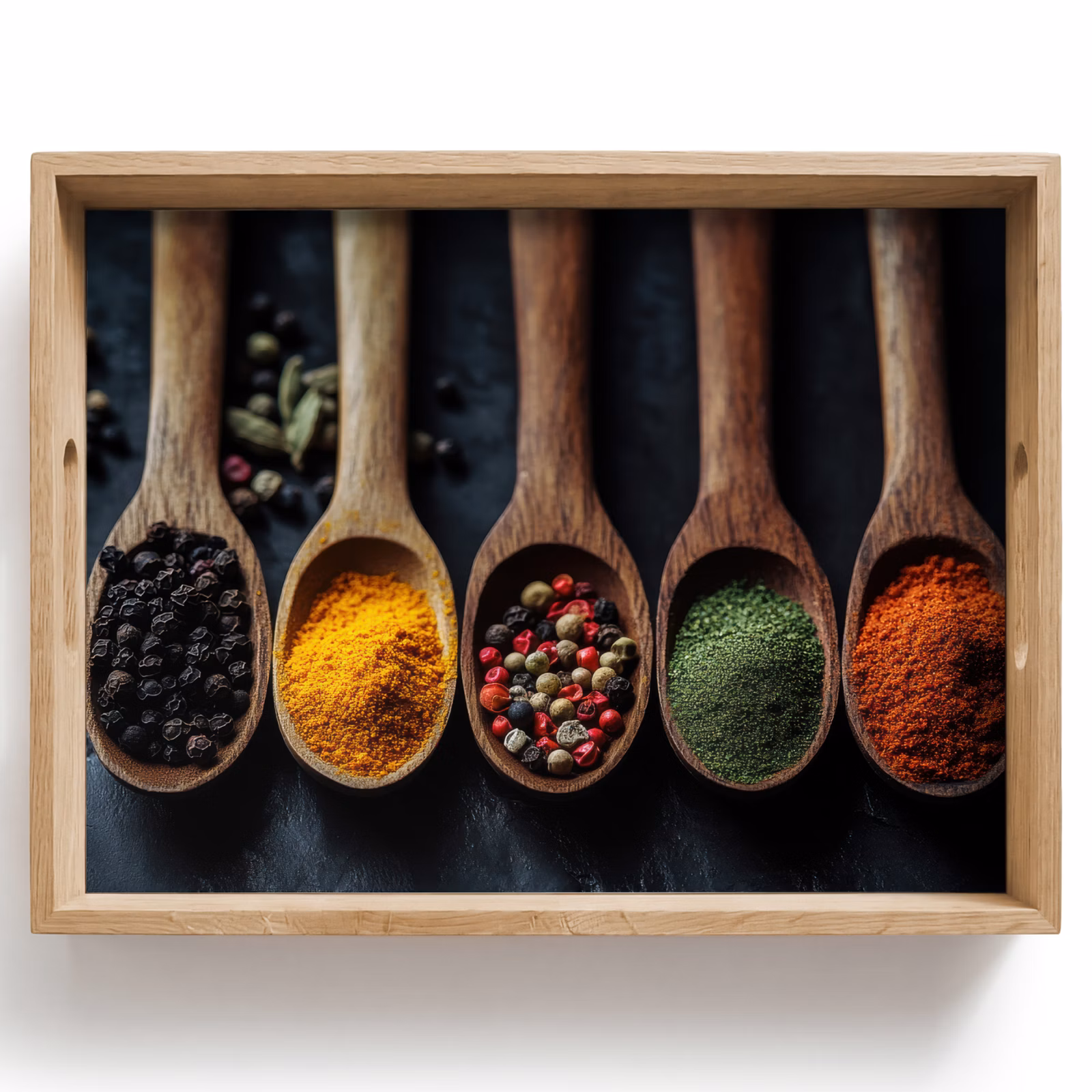 Tray - Wooden - Spoons - Spices - Herbs — 1