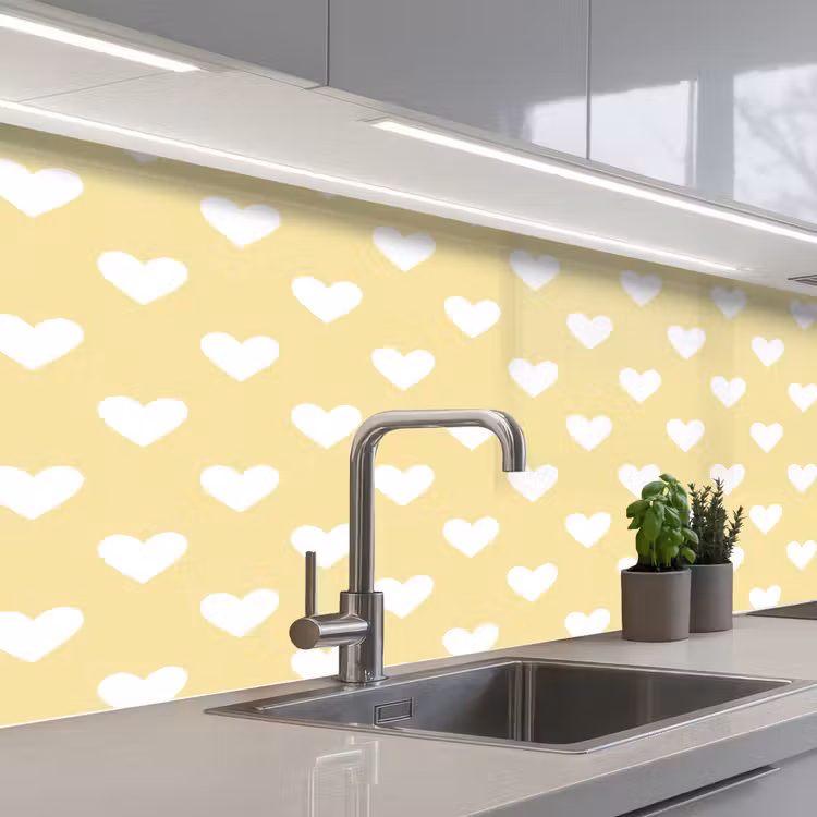 Kitchen splashback - Hearts - Pattern - Yellow — 2