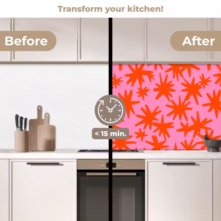 Kitchen splashback - Modern - Stars - Pink — 3
