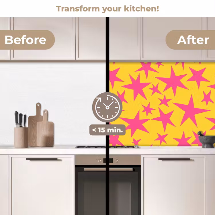 Kitchen splashback - Stars - Pattern - Pink - Yellow — 3