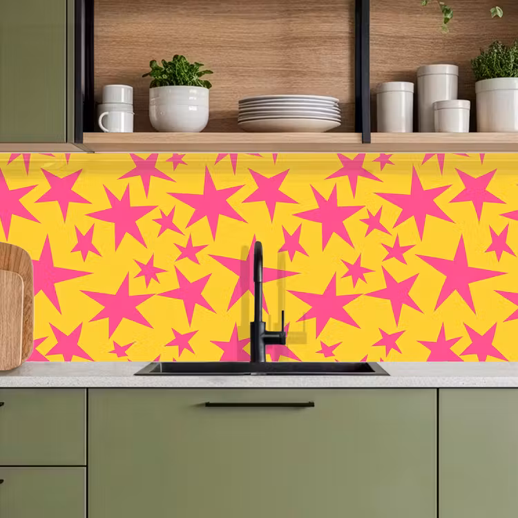 Kitchen splashback - Stars - Pattern - Pink - Yellow — 8
