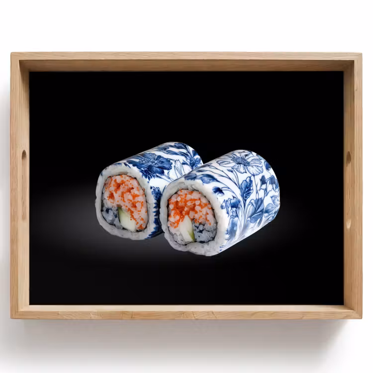Tray - Sushi - Delft blue - Rice - Fish - Elegant — 1