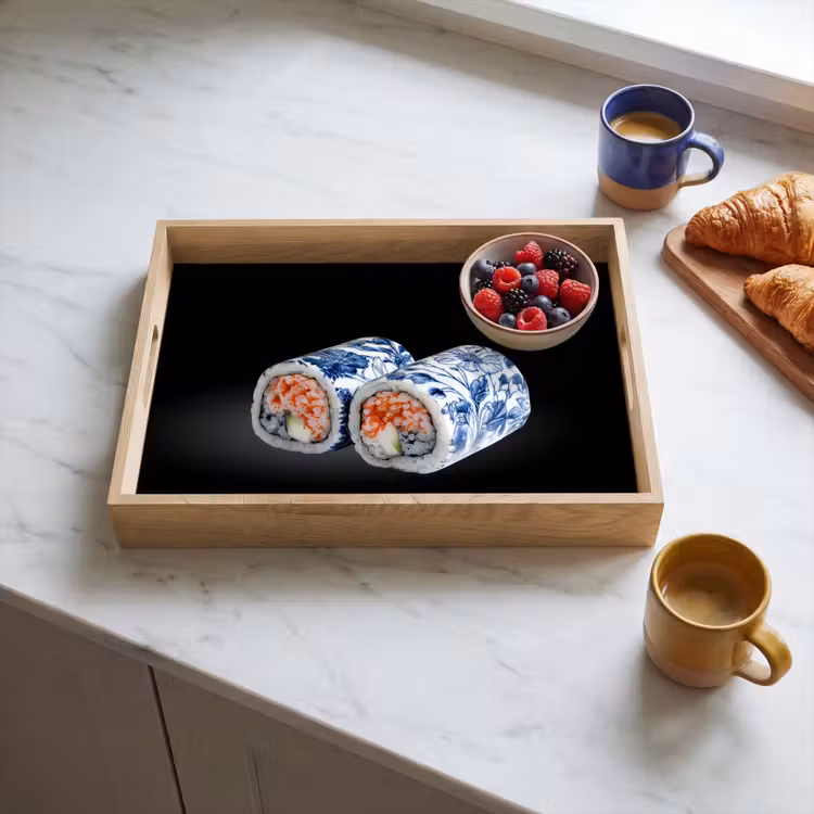 Tray - Sushi - Delft blue - Rice - Fish - Elegant — 3