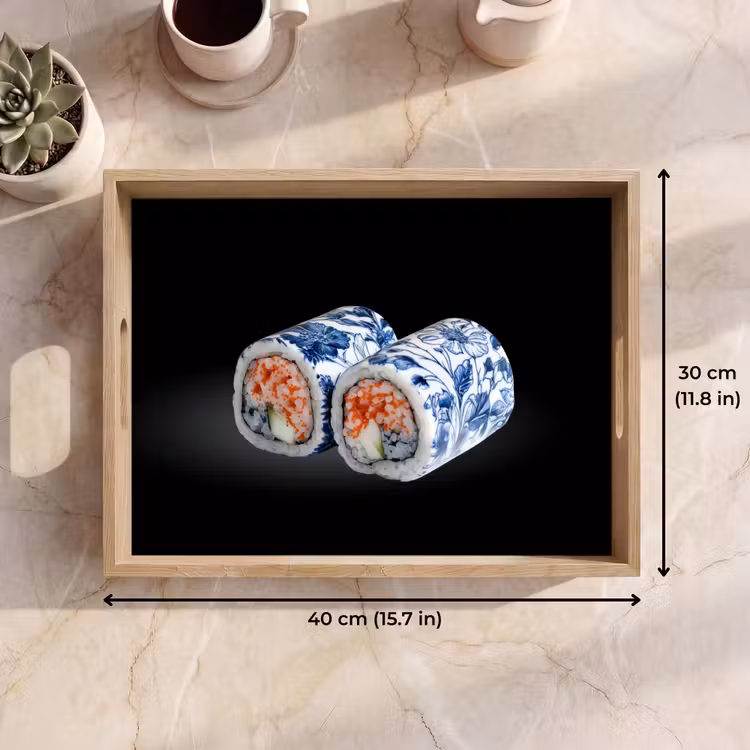 Tray - Sushi - Delft blue - Rice - Fish - Elegant — 7