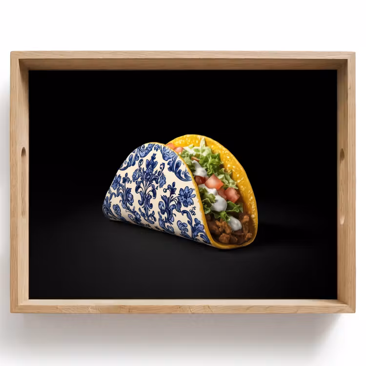 Tray - Taco - Meat - Salad - Delft blue - Motif — 1