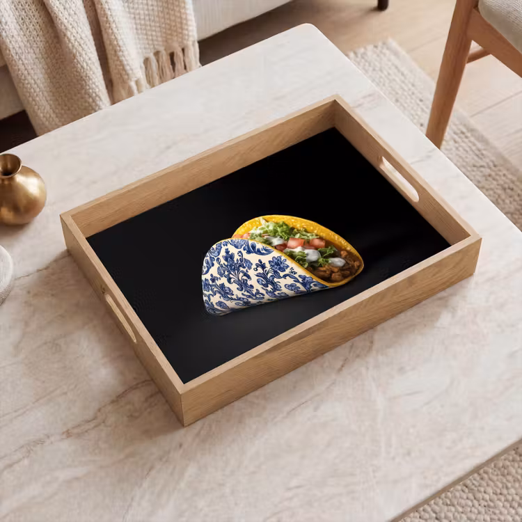 Tray - Taco - Meat - Salad - Delft blue - Motif — 2