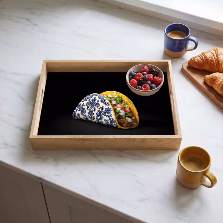 Tray - Taco - Meat - Salad - Delft blue - Motif — 3