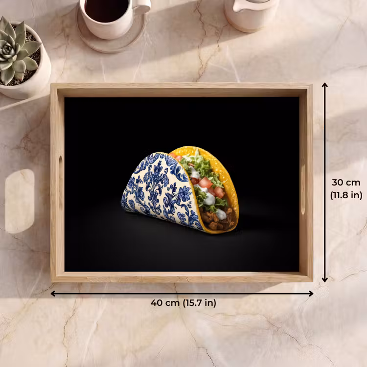Tray - Taco - Meat - Salad - Delft blue - Motif — 7