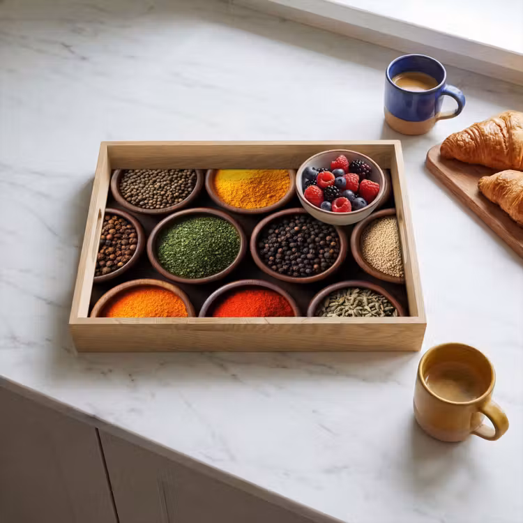 Tray - Trays - Wood - Herbs - Colorful — 3